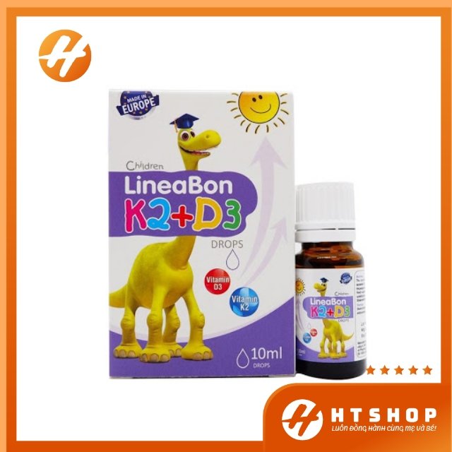 Vitamin D3+ K2 LineaBon Hỗ Trợ Hấp Thu Canxi Tối Ưu Cho Bé Từ Sơ Sinh Chai 10ml