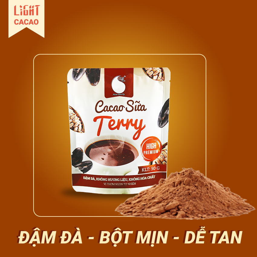 HCMBột Cacao sữa Terry cung cấp năng lượng vị đậm đà không hương liệu Gói