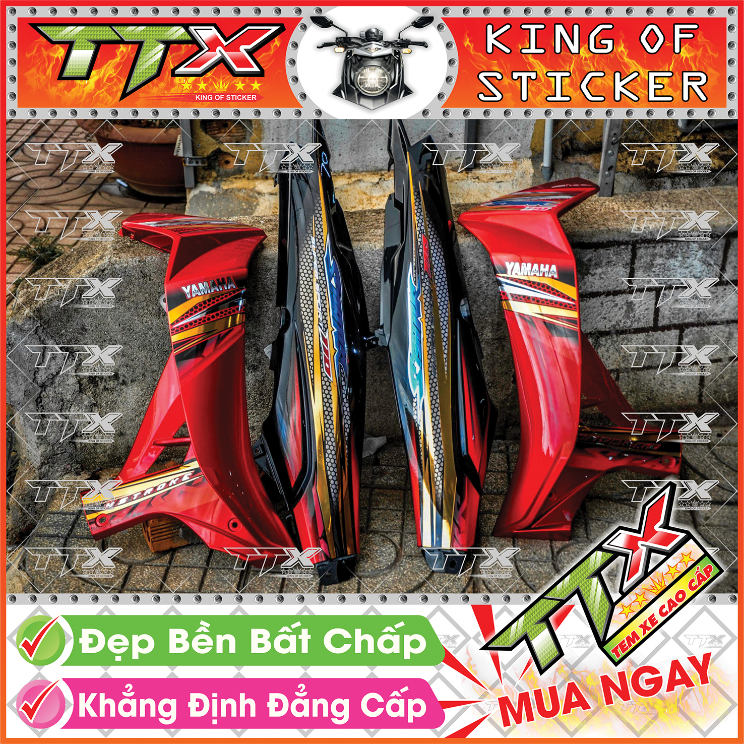 Tem Xe Spark Sirius 110 Đỏ Đen Tròn Tổ Ong - Tem Sirius Đen Đỏ Siêu Đẹp - Mẫu Team Sirius Đỏ Đen