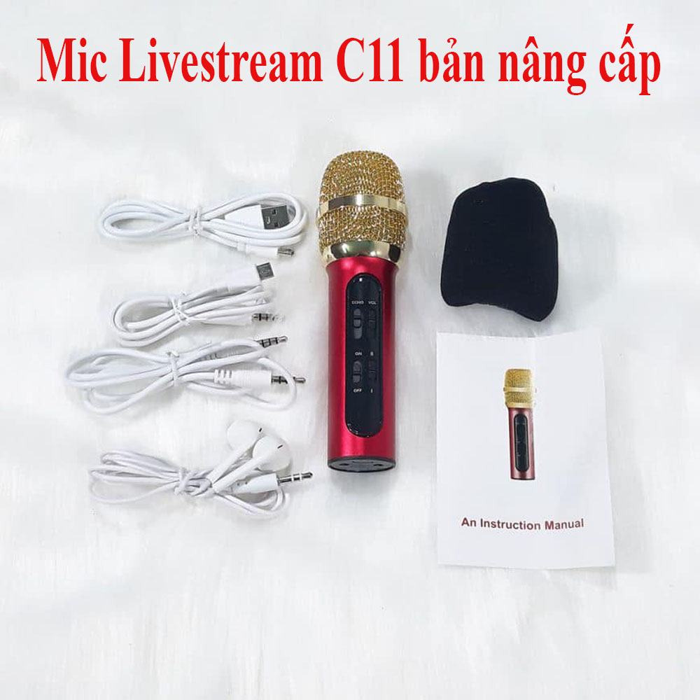 Micro Livestream Điện Thoại C11 Nâng Cấp Mic Livestream Facebook Bigo Hát Cực Nhẹ Bắt Tiếng Xa - Bảo Hành 6 Tháng