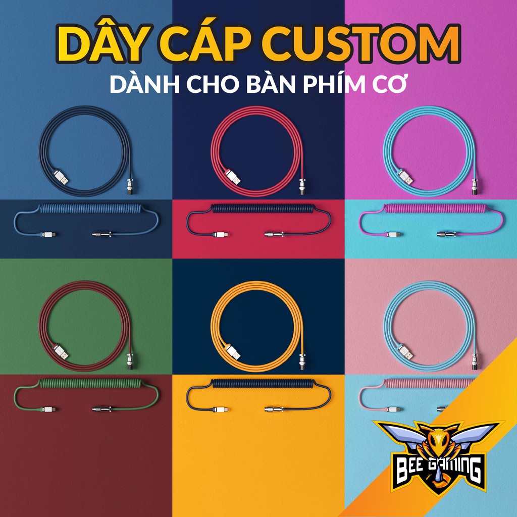 Dây cáp custom akko dành cho phím cơ - dạng xoắn | usb type c - type a