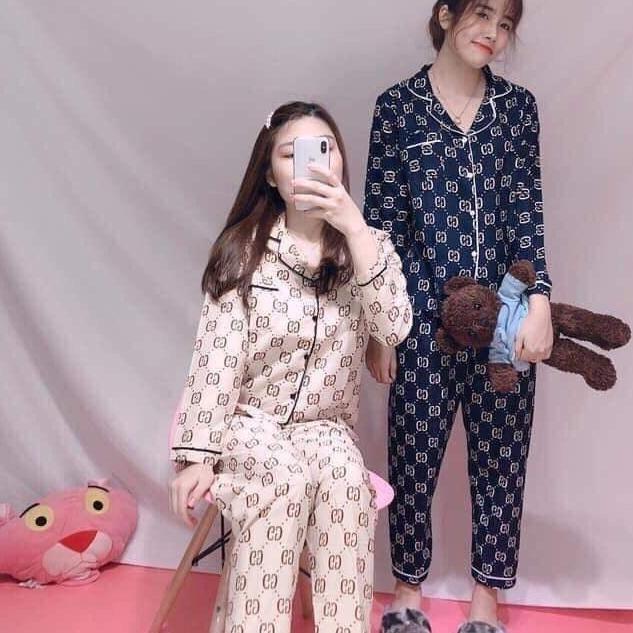 Phương Linh Luxury 1688 (Dưới 60kg) Bộ Ngủ Pijama Nữ Mặc Nhà, Áo Dài Tay Vải Kate Thái Quần áo nữ   Đồ ngủ & nội y   Đồ ngủ nữ