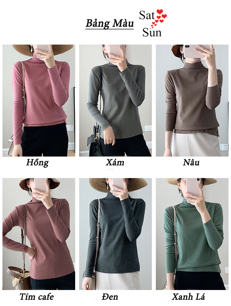 áo giữ nhiệt nữ chất nỉ len tăm ấm áp Satsun