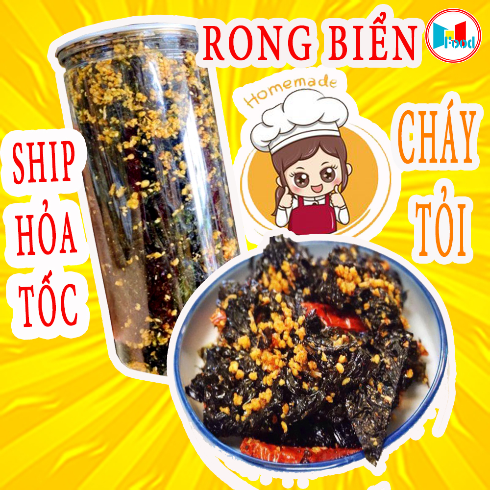 Rong Biển Cháy Tỏi - Rong biển sấy Giòn - dùng chay được
