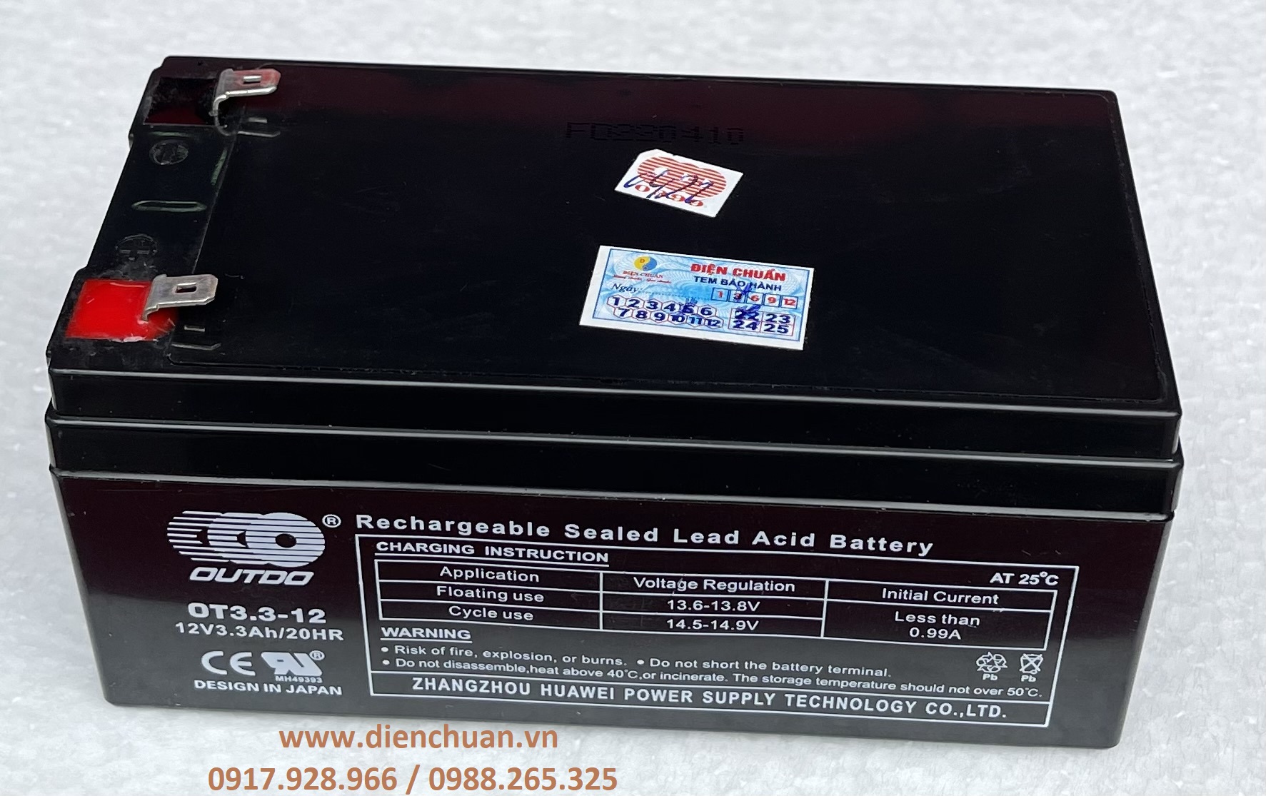 Ắc quy 12v 3.3ah outdo ot3.3-12