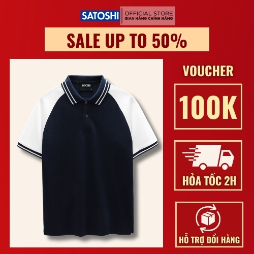 Áo polo nam Satoshi SAPL65 Diamond Pique Raglan có cổ tay ngắn thanh lịch