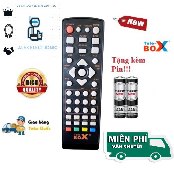 Điều khiển đầu telebox t201 dvb t2- hàng tốt tặng kèm pin-điện tử alex
