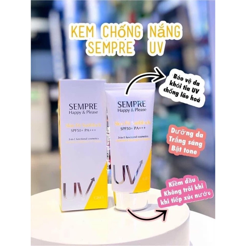Kem Chống Nắng Vật Lý Kiềm Dầu cho mặt và cơ thể Sempre Geo Happy & Please Skin Fit Sunblock SPF50+ PA+++ 100ml