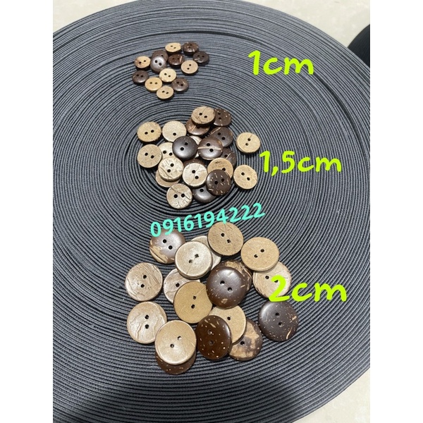 100 cúc dừa gỗ size 1,1cm-2cm