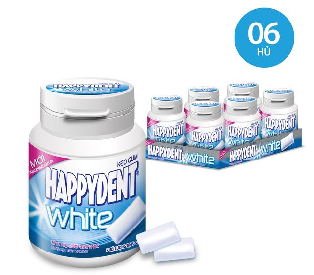 Combo 6 hũ Kẹo cao su sing gum Happydent White Mentos thơm mát