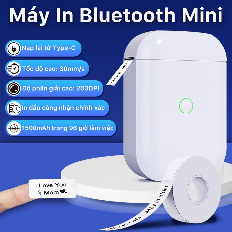 Máy in nhiệt mini cầm tay bluetooth BEEPRT AIYIN D11s in tem, mã vạch, nhãn dán, logo, sticker