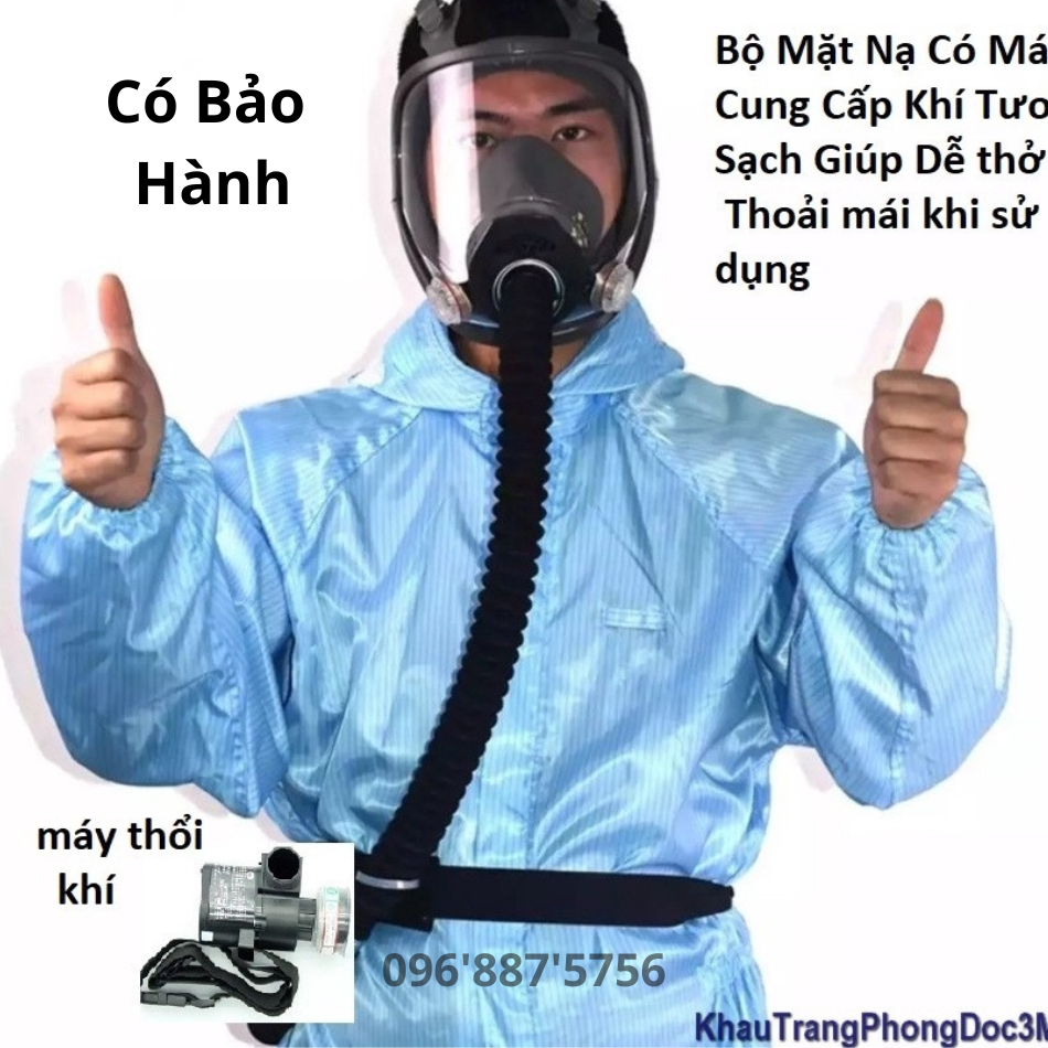 Mặt nạ phòng độc phun thuốc trừ sâu, phun sơn pu, có máy bơm khí tươi dễ thở, không mờ kính