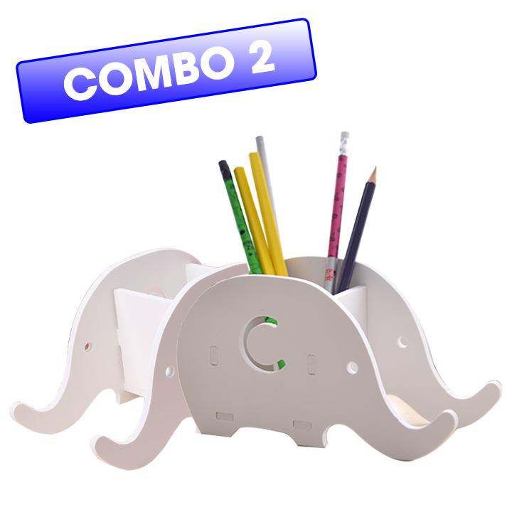 Combo 2 khay để bàn hình voi con kiêm giá đỡ điện thoại