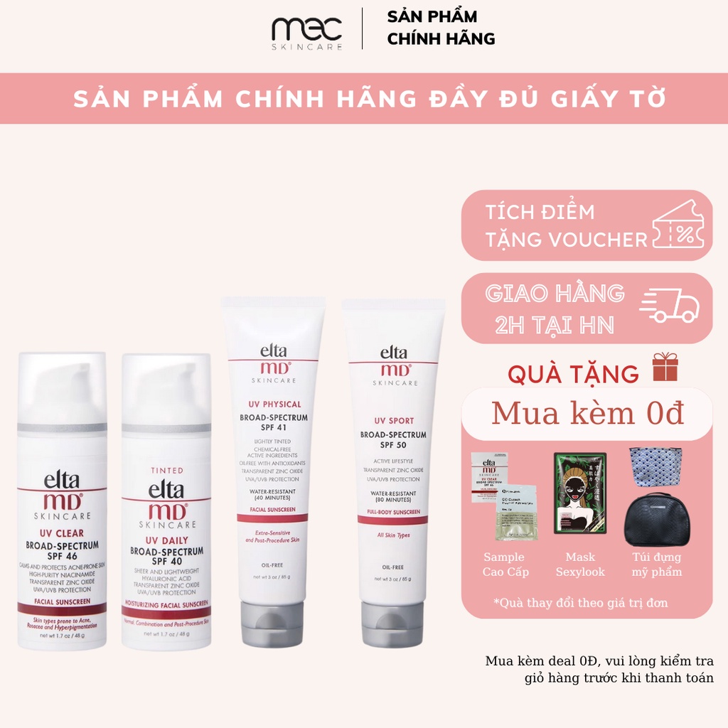 Kem chống nắng elta md spf40/spf41/spf44/spf46/spf50 thích hợp cho mọi loại da - mecskincare