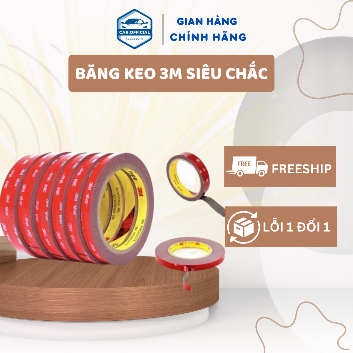 Băng dính hai mặt – băng dính 3m – cường lực 2 mặt siêu dính chính hãng 3m hai loại đục và trong