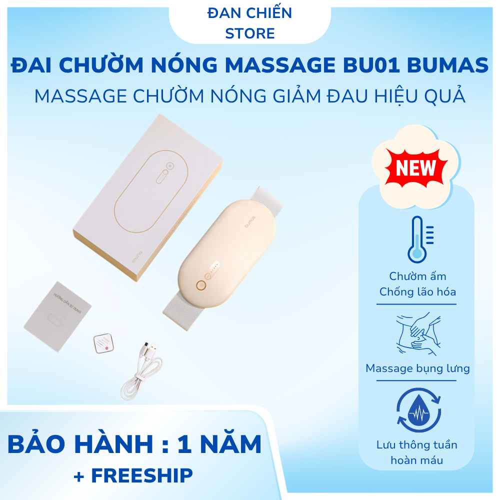  Đai Chườm Nóng Máy Massage Giảm Đau Bụng Kinh BUMAS BU01 Hỗ Trợ Chống Lão Hóa 