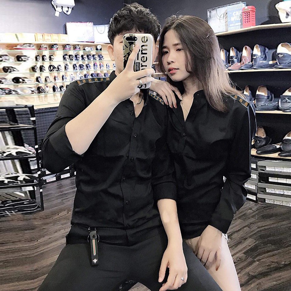 [HCM]Áo Sơ Mi Cặp Đôi Cổ Trụ NY Cao Cấp  Áo Đôi Nam Nữ Đẹp (GIÁ 1 ÁO) (Ảnh thật)