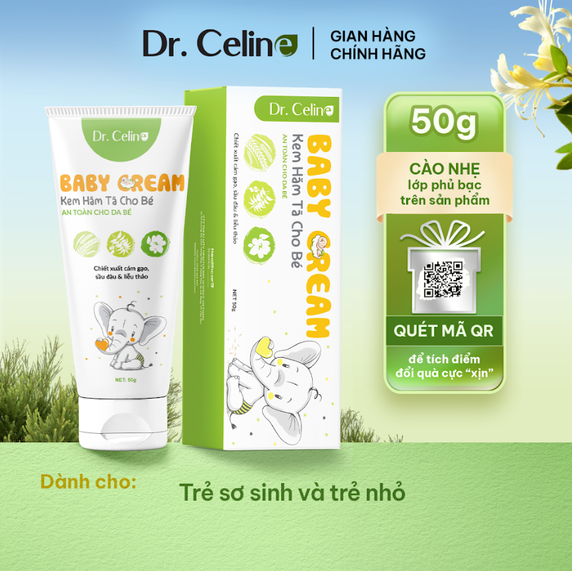KEM HĂM TÃ CHO BÉ NGĂN NGỪA MẪN ĐỎ, SƯNG TẤY, LỠ LOÉT,... VỚI CÁC THÀNH PHẦN TỪ THIÊN NHIÊN - DR.CELINE BABY CREAM