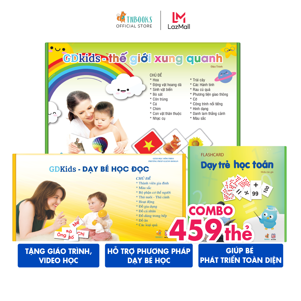Bộ Thẻ Glenn Doman Chuyên Sâu Kết Hợp 3 Bộ (Đọc 300 thẻ + Toán 109 thẻ + TGXQ 300 thẻ) – Thẻ Chuẩn Glenn Doman Hoa Kỳ – TN0015 (CÓ HỖ TRỢ HƯỚNG DẪN DẠY BÉ)
