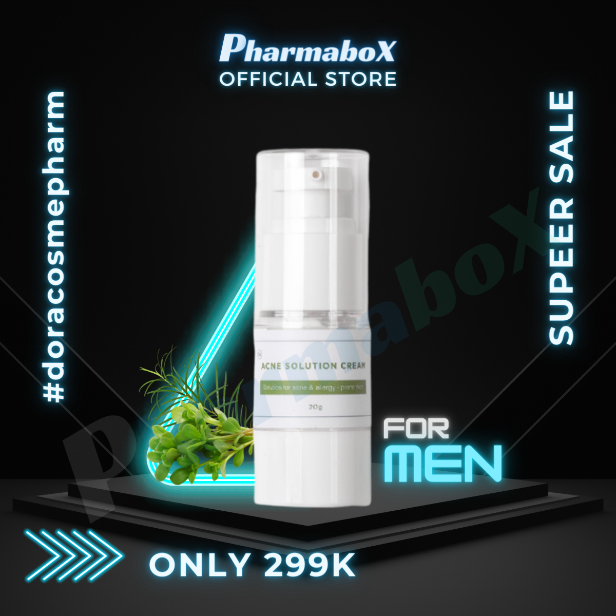 [HCM]Kem giảm mụn cho nam chiết xuất Tràm trà Rau má Acne Solution Cream 20g