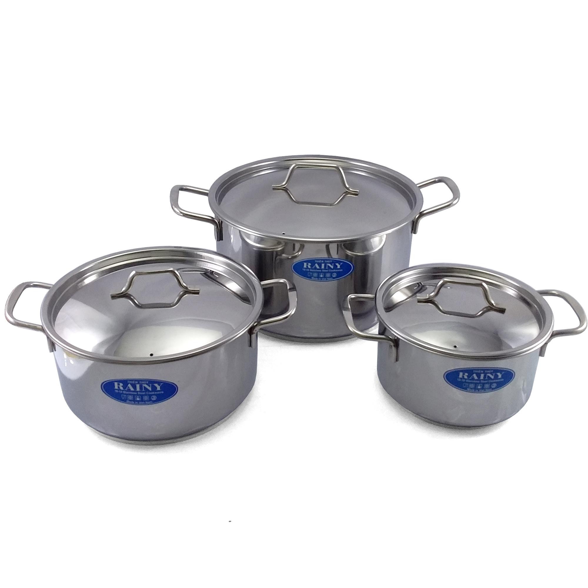 Bộ 3 nồi inox 3 đáy ni nắp inox cao cấp xttrn06dn chính hãng thông minh đẹp giá rẻ bền lâu khuyến mãi 2020 hot cao cấp