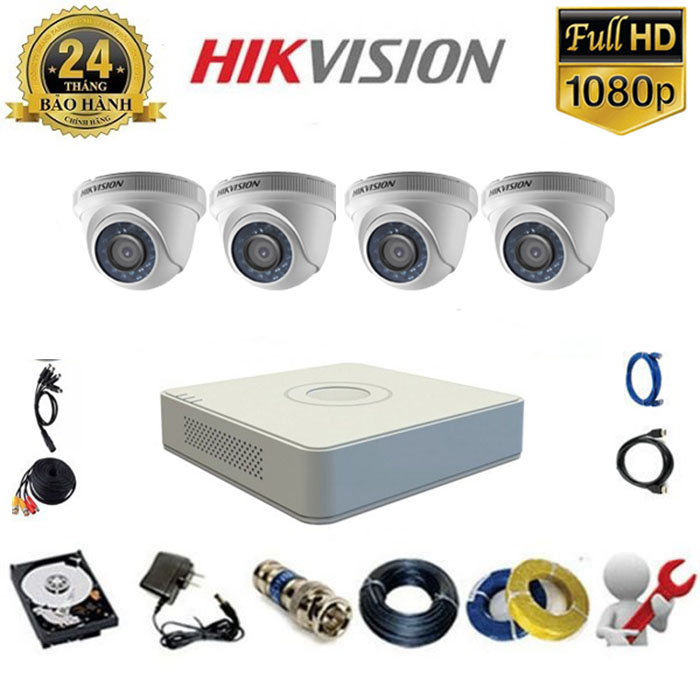 Bộ Camera 4 mắt Dome Hikvision 2.0MP 1080P