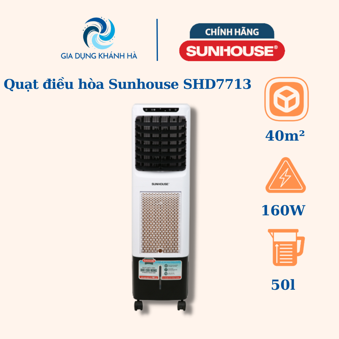 Quạt điều hòa hơi nước Sunhouse SHD7713 85 W 13 lít , Máy làm mát không khí - hàng trưng bày bảo hành 12 tháng