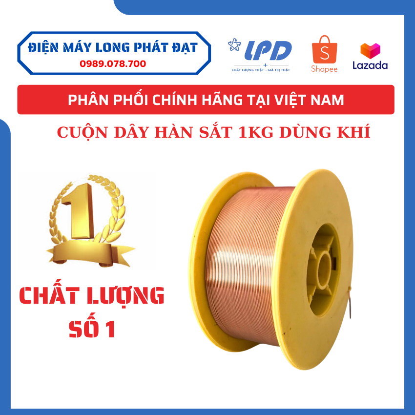 Cuộn dây hàn sắt MIG 1kg dùng khí tặng kèm 2 bép hàn