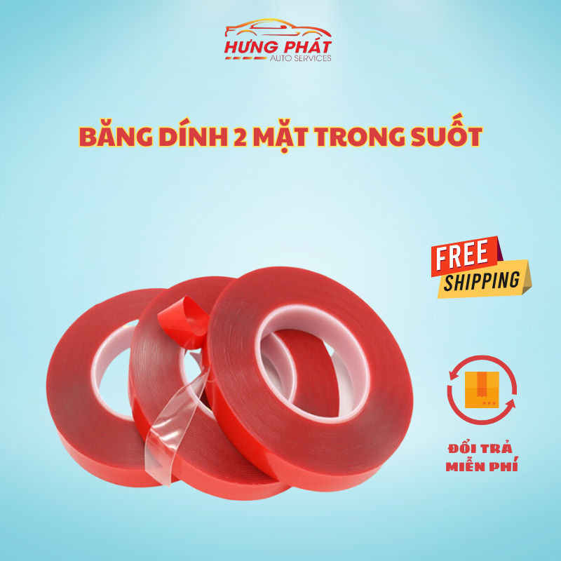 Băng keo dính 2 mặt trong suốt, băng dính 2 mặt trong suốt dán siêu cường lực - hưng phát auto
