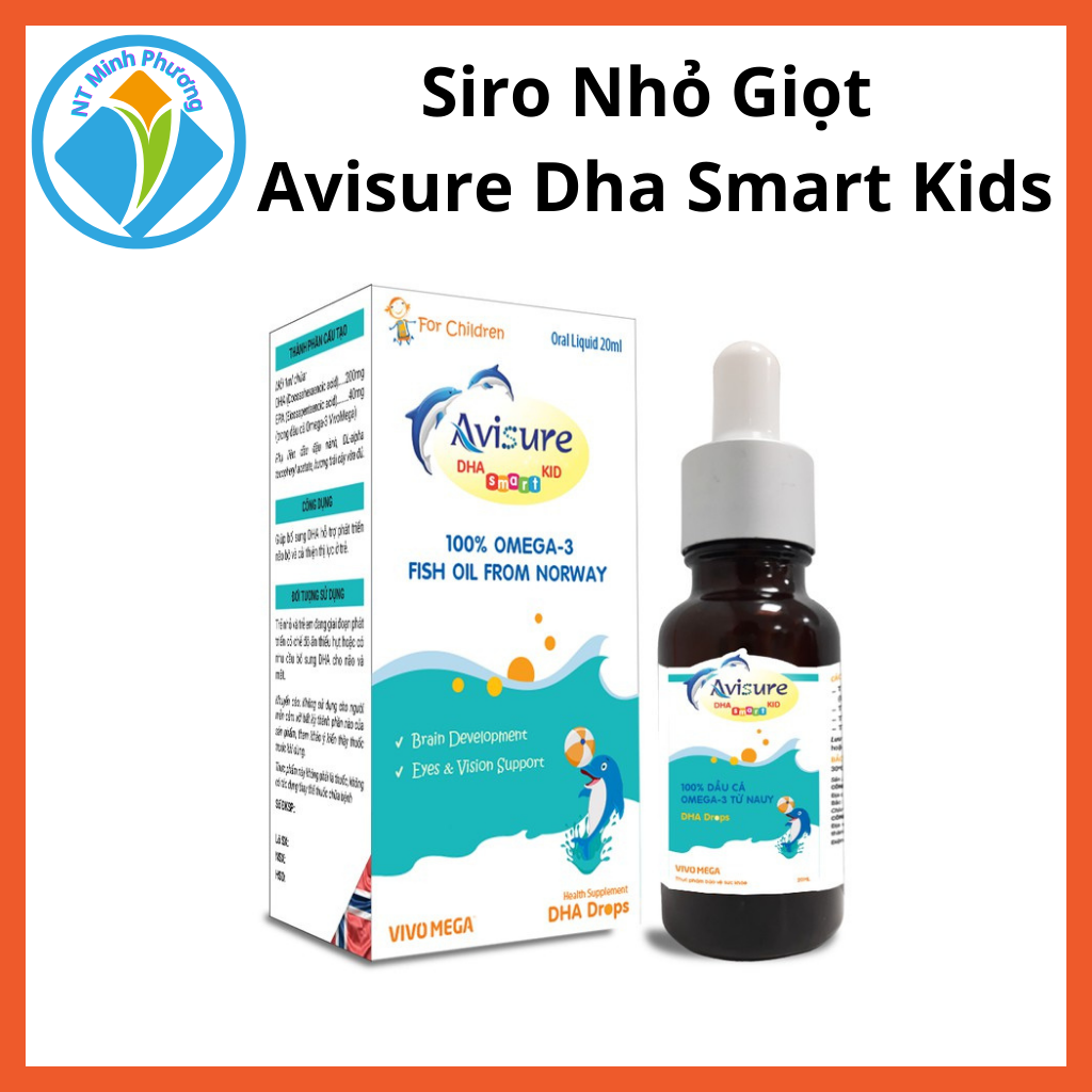 [Freeship] Siro Nhỏ Giọt 10 ml Avisure Dha Smart Kids Giúp Bé Phát Triển Trí Não Thị Lực Toàn Diện