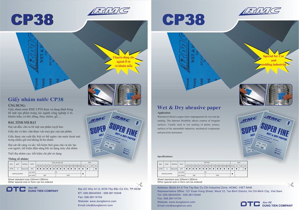 Xấp 5 tờ giấy nhám nhật rmc cp38 đánh bóng epoxy, gỗ, ô tô