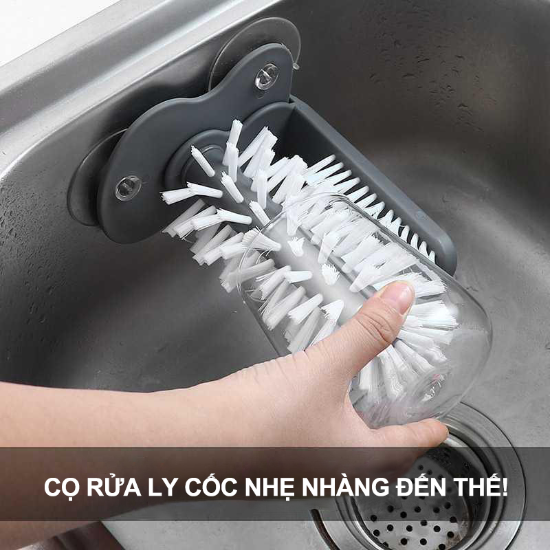 DỤNG CỤ RỬA LY CỐC DÁN CHẬU RỬA TIỆN DỤNG, BÀN CHẢI RỬA LY CỐC DẠNG XOAY