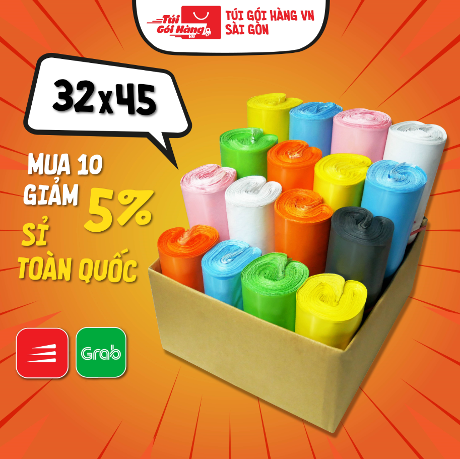 Túi Gói Hàng Niêm Phong 32x45 TUIGOIHANGVN Cuộn 100 Cái - In Logo từ 10 cuộn - Sỉ từ 100 cuộn