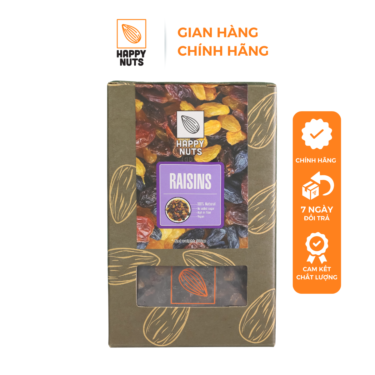 Nho khô 3 màu chile happy nuts sấy, không đường