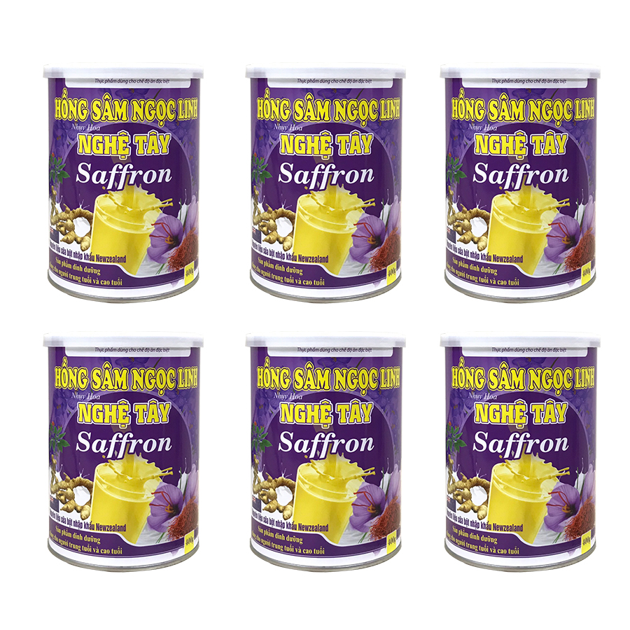 6 Hộp Hồng Sâm Ngọc Linh Nhụy Hoa Nghệ Tây 400g chính hãng