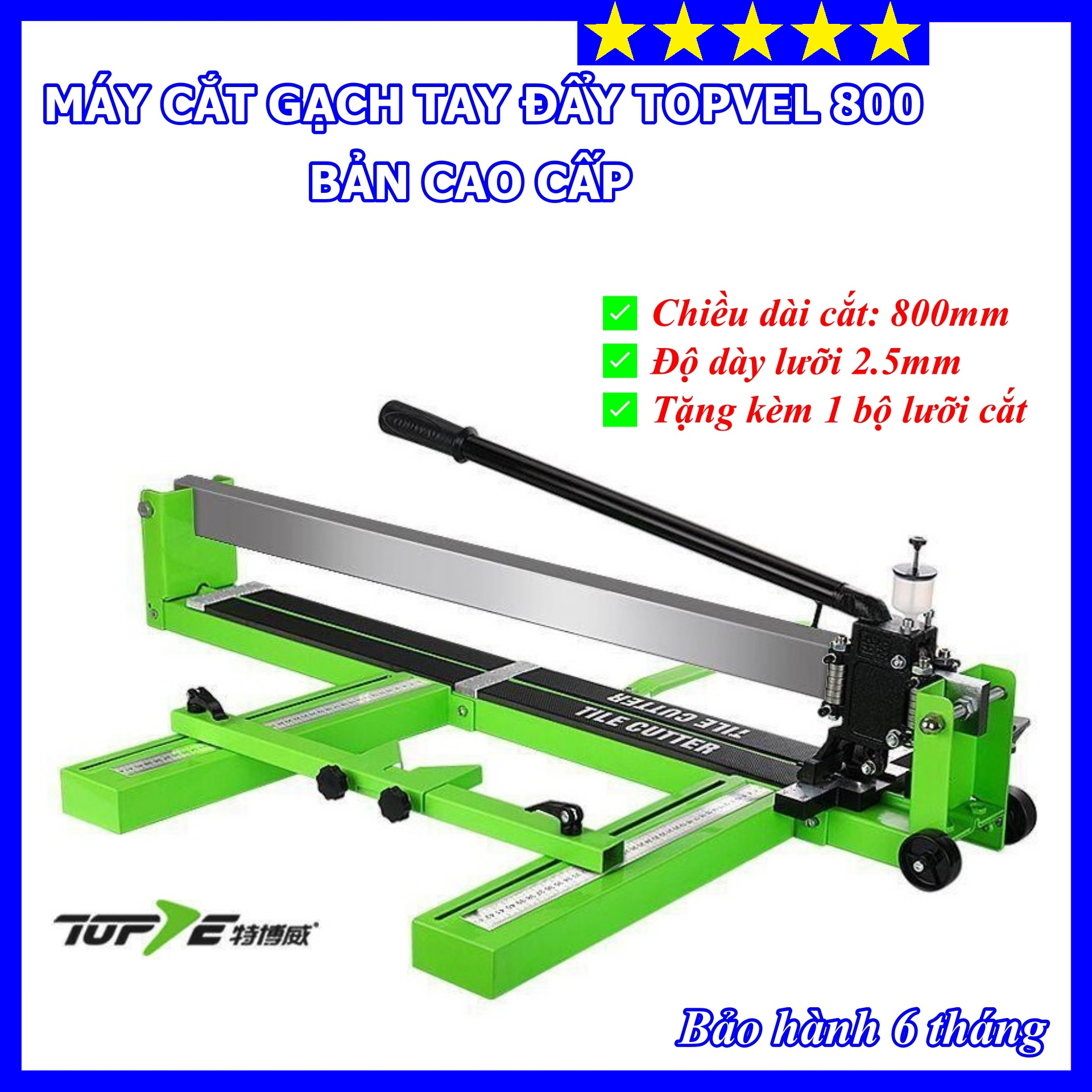 Máy cắt gạch tay đẩy cao cấp topvel 800-e300 - máy cắt gạch men,gạch ốp lát chiều dài cắt gạch 80cm - tặng lưỡi cắt sơ cua - đầy đủ phụ kiện - bảo hành 6 tháng