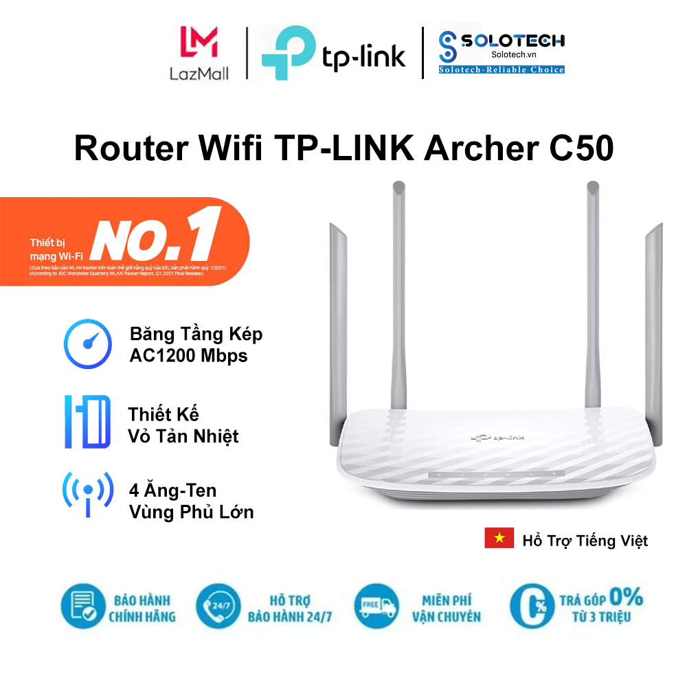 [Hỏa Tốc] Bộ Phát Wifi TP-Link Archer C50 Chuẩn AC 1200Mbps - Hàng chính hãng new 100%