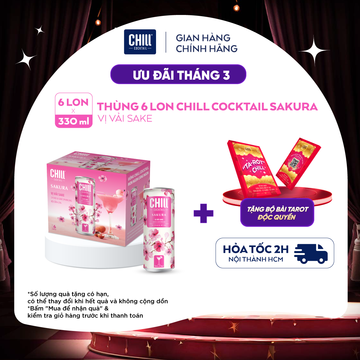 Thùng 6 lon Chill Cocktail Sakura vị Dưa Hấu Sake