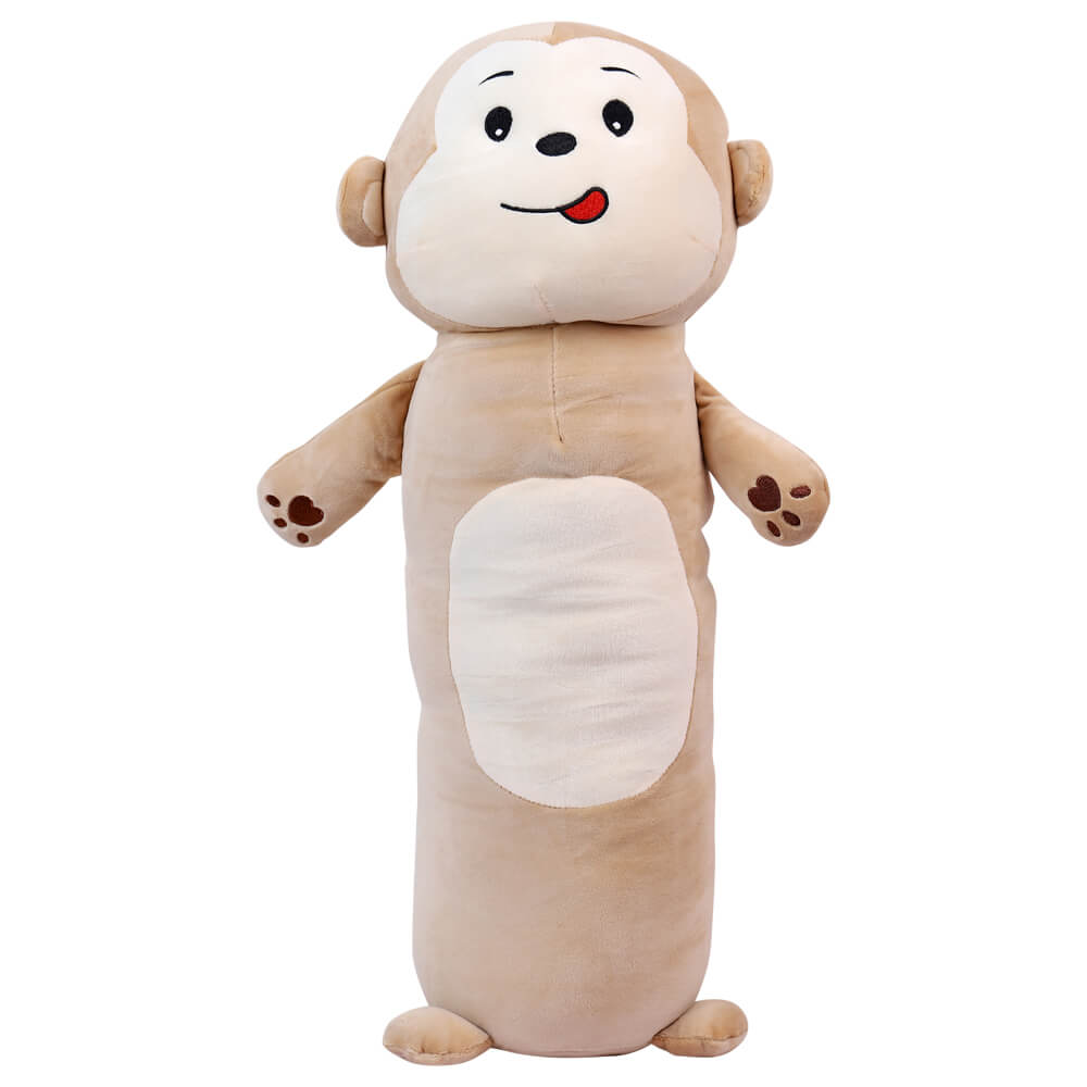 Gối ôm con khỉ màu nâu kem vải miniso siêu mềm mịn, an toàn cho bé