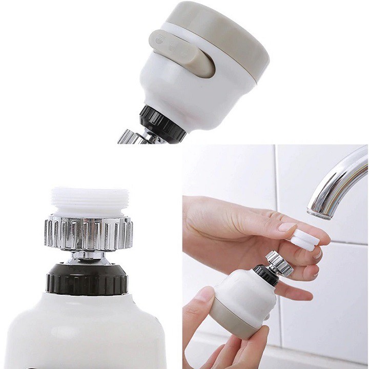 Đầu vòi rửa chén bát tăng áp, điều hướng xoay 360 độ, 3 chế độ, tiết kiệm nước, phù hợp với nhiều loại vòi,Đầu Nối Vòi Nước Rửa Bát Tăng Áp Xoay 360 Với 3 Chế Độ Phun Nước Tiết Kiệm màu Trắng