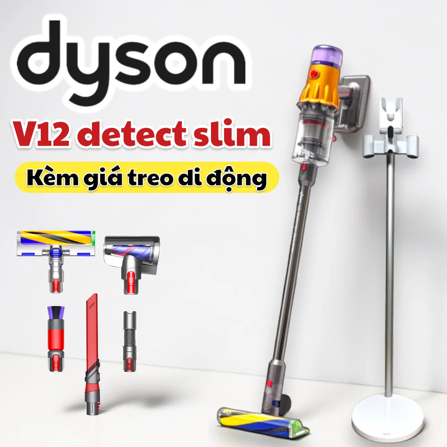 Máy hút bụi V12 Detect Slim Kèm Giá Treo Di Động