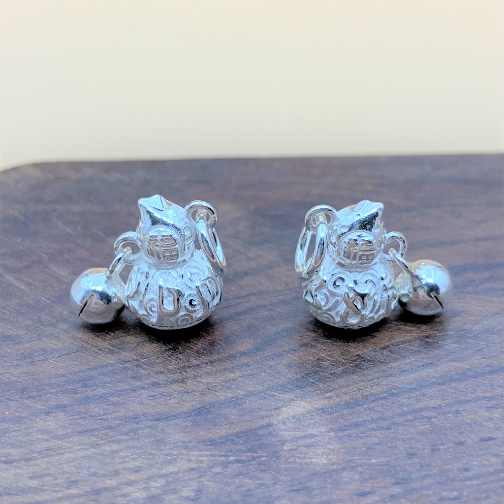 Charm móc treo hồ lô và chuông bạc cực xinh - charm bạc 925 - mã cb197