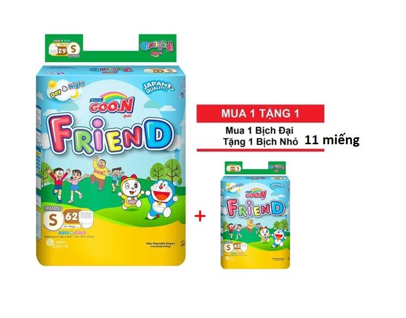 Bỉm goon friend quần S62,M58,L48,XL42,XXL34 tặng bịch nhỏ