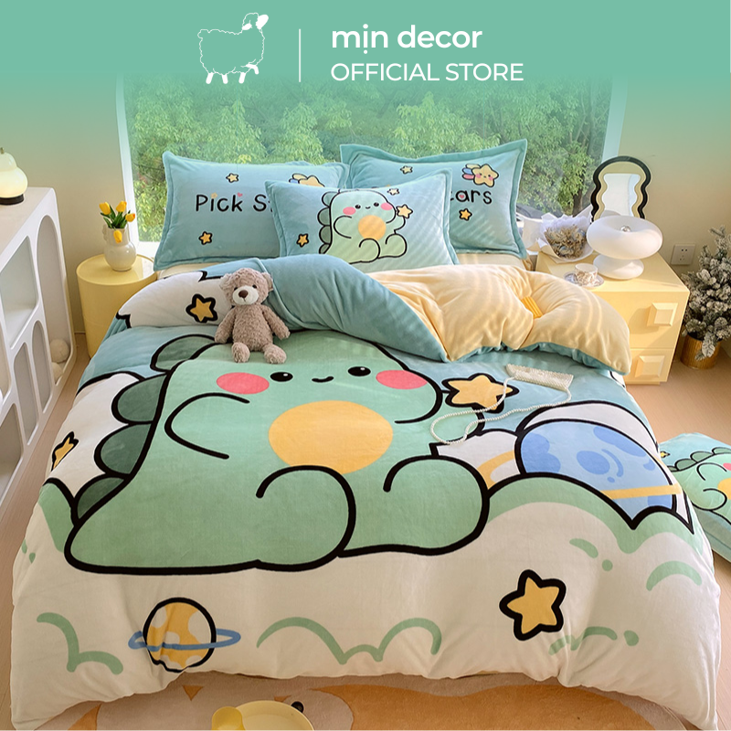 Bộ chăn ga gối nỉ nhung tuyết - Mịn Decor - Ấm áp mềm mịn nhiều mẫu mã