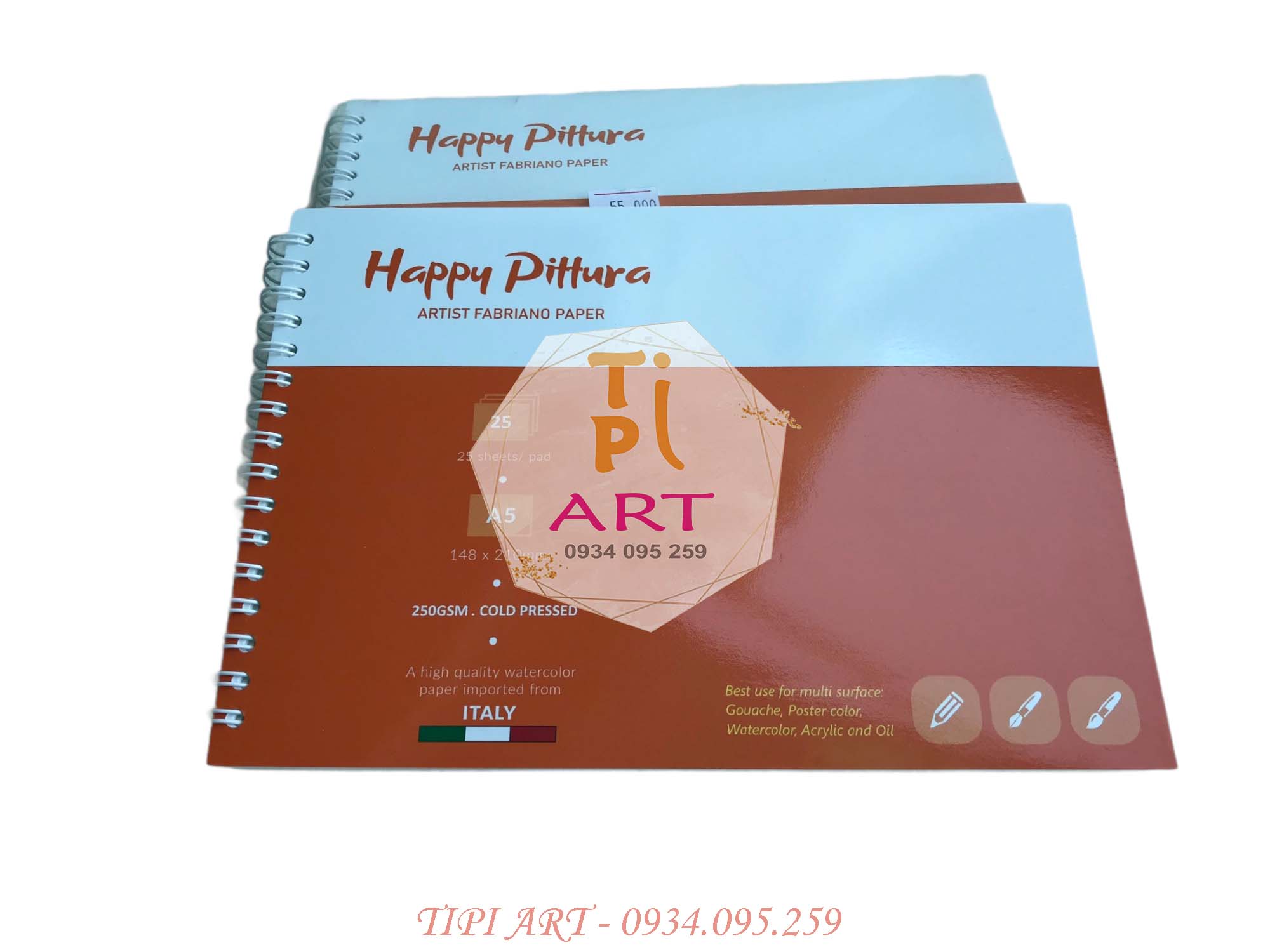 Sổ vẽ màu nước happy pittura a5/a4 – sổ lò xo 25 tờ