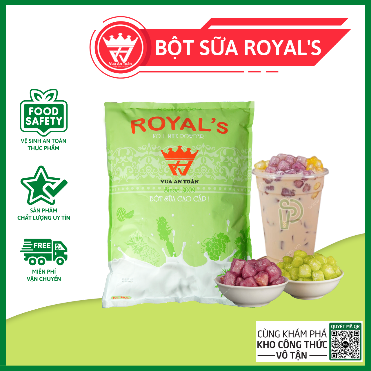Bột sữa royal's cao cấp 5kg, bột béo, bột kem béo thực vật pha tất cả các loại trà sữa