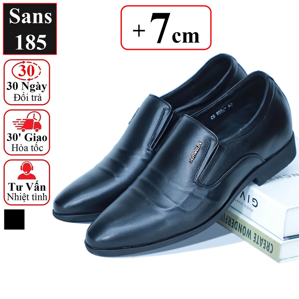 Giày tây nam độn đế 6cm Sans110 giầy tăng chiều cao da bóng buộc dây chú