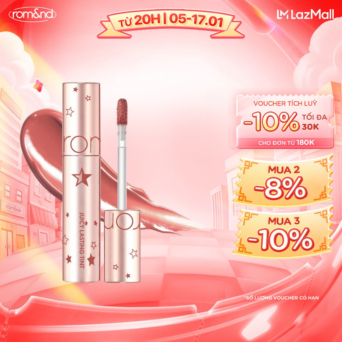 [Rom&nd] [Starry Edition #23 Nucadamia] Son Tint lì Romand Juicy Lasting Tint #23 Nucadamia 5.5g