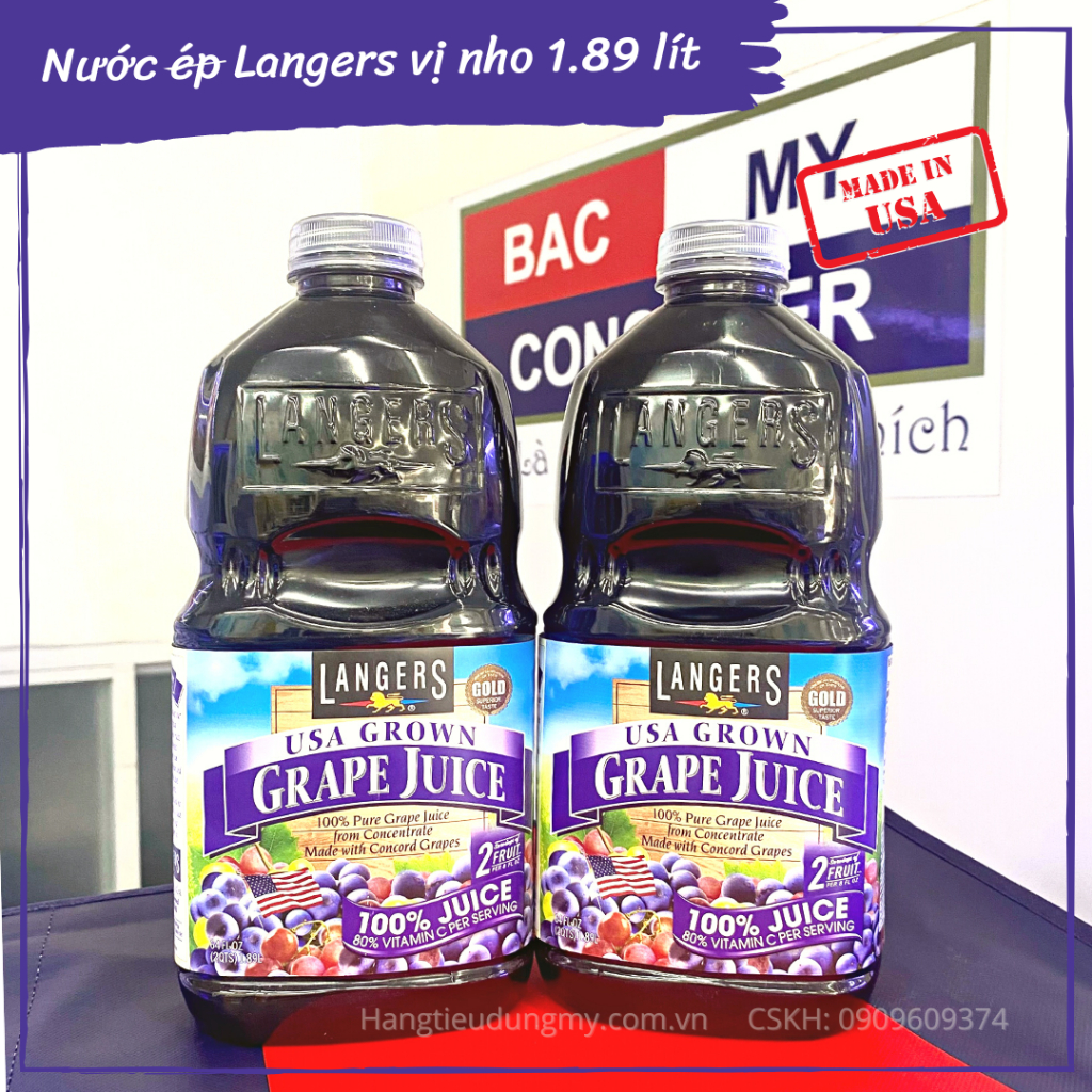 Nước ép trái cây Langers Mỹ - Không chất phụ gia - không chất hóa học