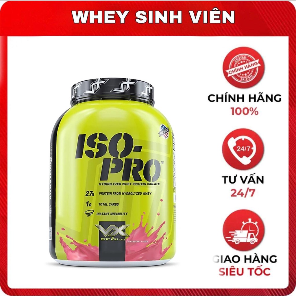 [Chính hãng] [Kèm Bình ] Thực Phẩm Bổ Sung Protein 100% HYDROLYZED WHEY ISOLATE VitaXtrong Iso Pro 5lbs